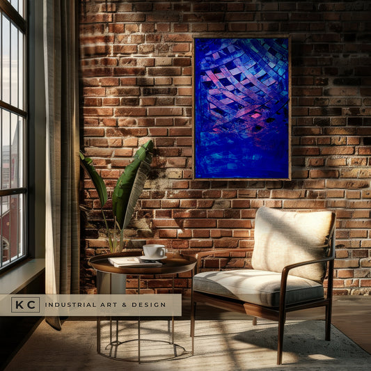 Behind the Lines | Cobalt Blue Pink Magenta Abstract Painting