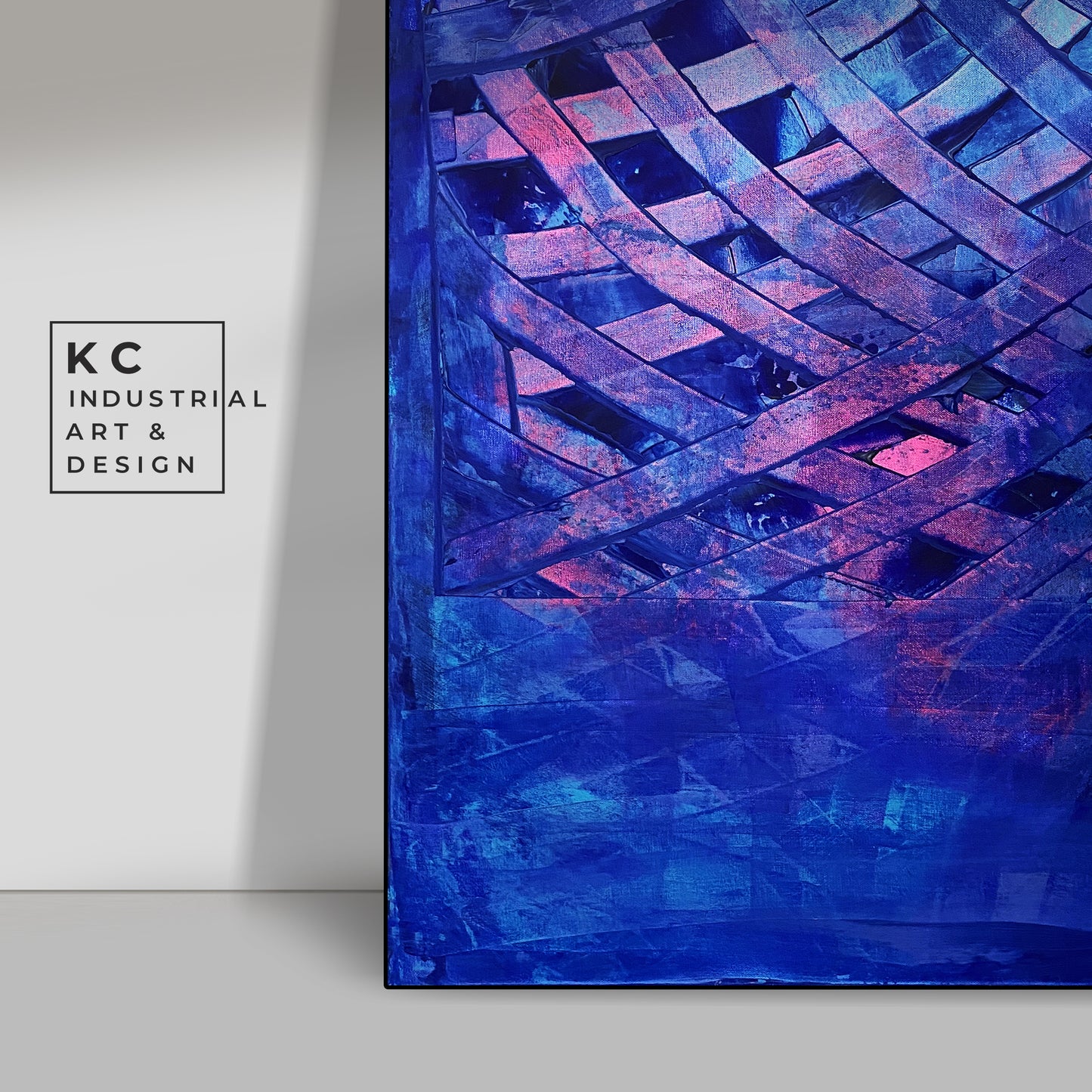 Behind the Lines | Cobalt Blue Pink Magenta Abstract Painting