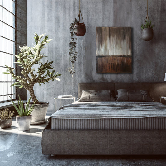 Original Abstract Acrylic Painting with Brown Gray White Textures | Muddy Waters KC Industrial Art & Design