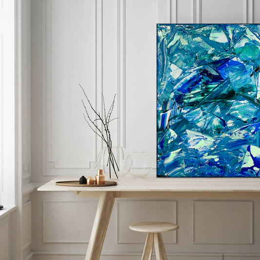 Original Coastal Abstract Textured Art | Blue Mint Green | Bright Colorful | Contemporary Modern | Coastal KC Industrial Art & Design