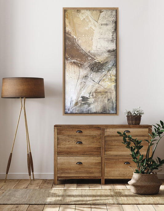 Neutral Beige Textured Original Abstract Art | Rust Tan Brown Cream White Copper Rustic Coastal Farmhouse Modern Organic Boho KC Industrial Art & Design