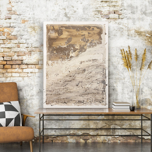 Neutral Beige Textured Original Abstract Art | Rust Tan Brown Cream White Copper Rustic Coastal Farmhouse Contemporary Style KC Industrial Art & Design