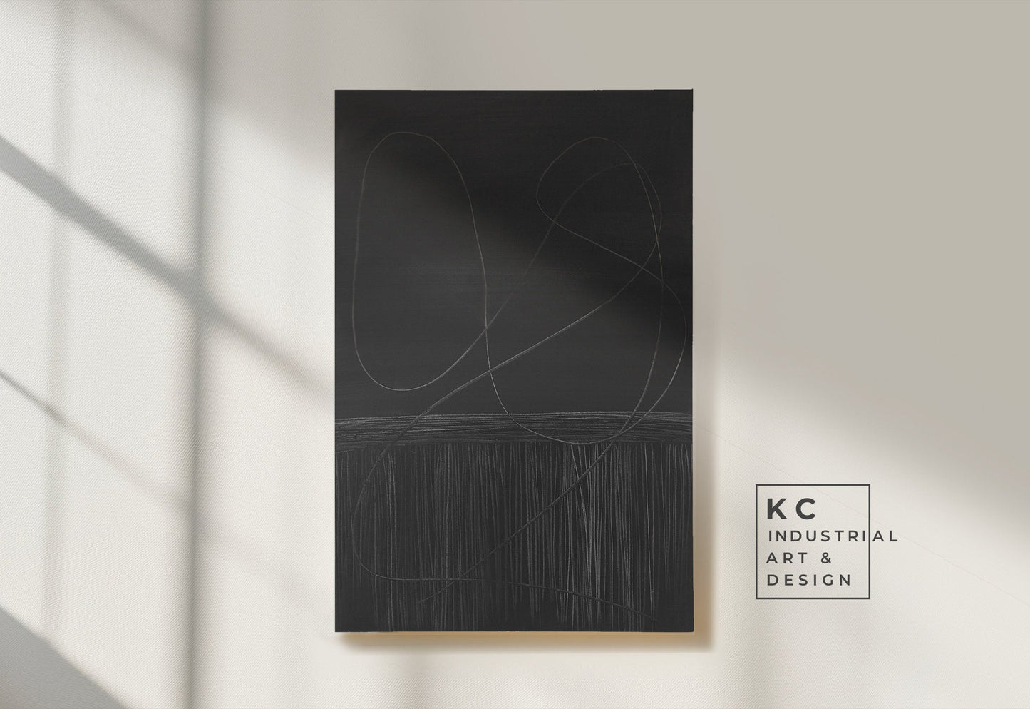 Abstract Minimalist Primitive Ancient Japandi Wabi-Sabi Style Original Abstract Art | Charcoal Gray Black KC Industrial Art & Design