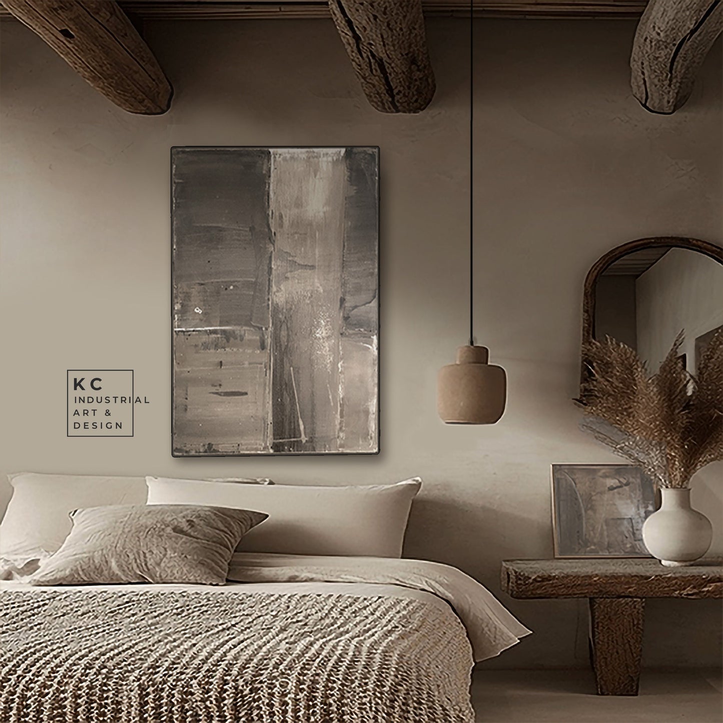 Modern Organic Wabi-Sabi Style | Abstract | Minimalist | Ancient | Primitive | Japandi | Original | Art | Brown Tan Beige KC Industrial Art & Design