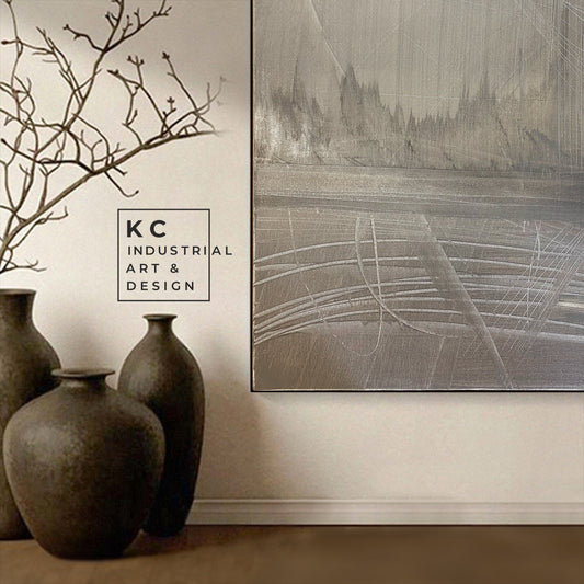 Modern Organic Abstract | Minimalist | Ancient | Primitive | Japandi | Wabi-Sabi Style Original | Art | Beige Cream | Shroud KC Industrial Art & Design