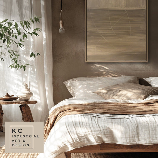 Wabi Sabi Abstract | Minimalist | Ancient | Primitive | Japandi | Modern Organic | Original | Art | Tan Beige Brown KC Industrial Art & Design