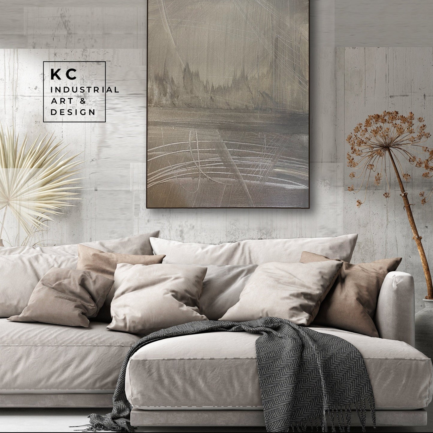 Modern Organic Abstract | Minimalist | Ancient | Primitive | Japandi | Wabi-Sabi Style Original | Art | Beige Cream | Shroud KC Industrial Art & Design