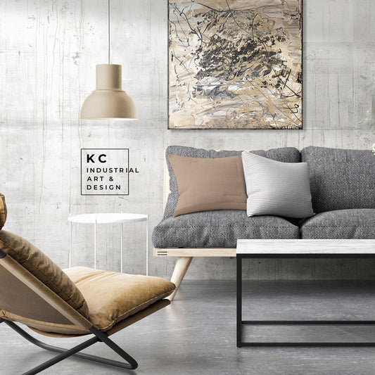 Black and Beige | Textured Series #6 | Abstract Minimalist Neutral Original Painting on Canvas | Tan Cream Beige Black