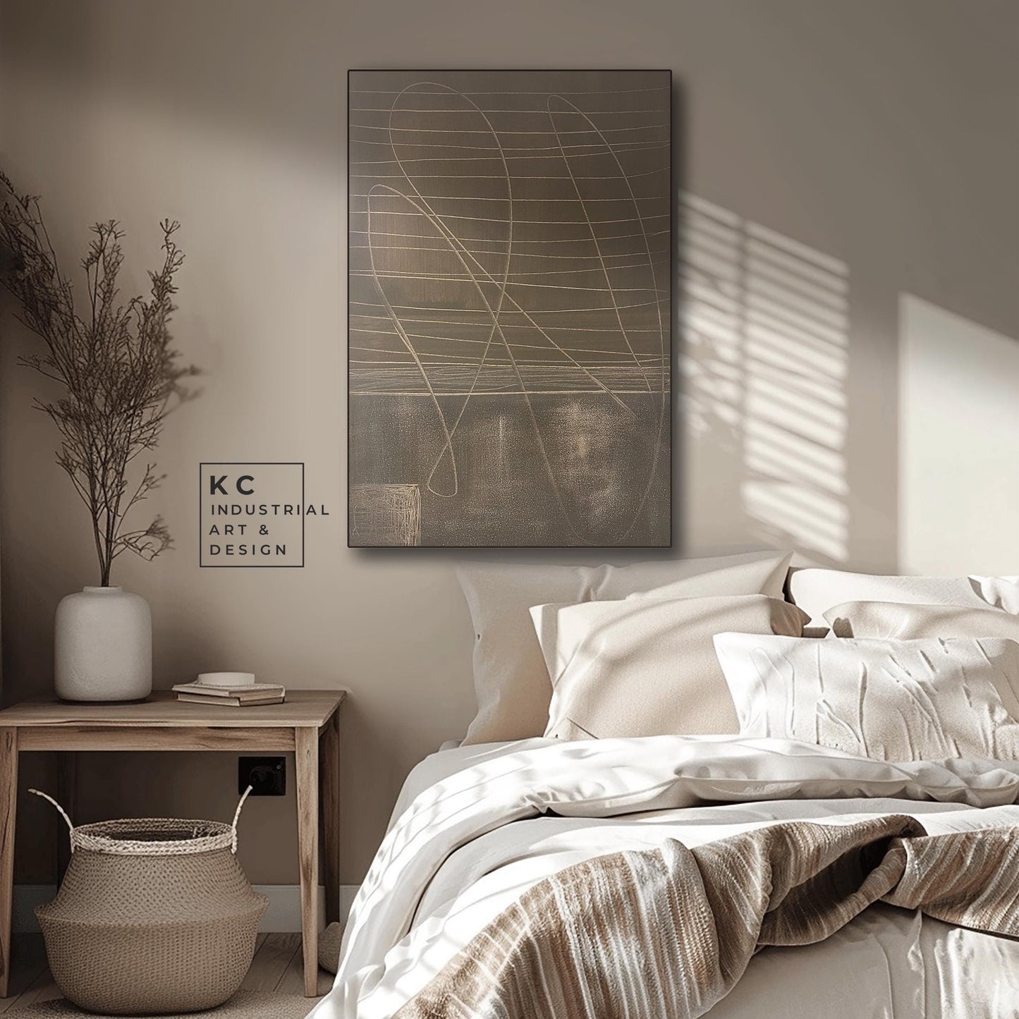Abstract Minimalist Primitive Ancient Japandi Wabi-Sabi Style Original Abstract Art | Brown KC Industrial Art & Design
