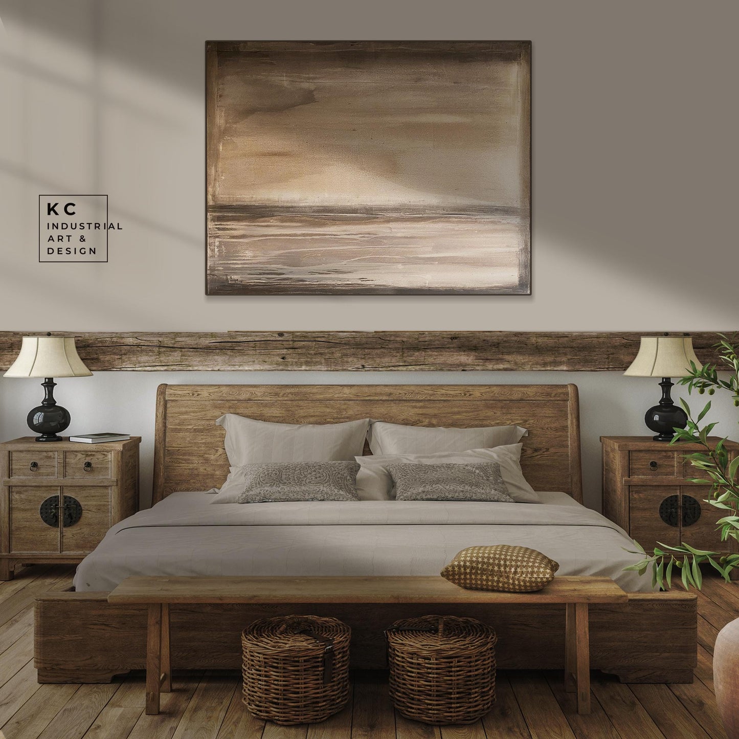 Ancient Sky | Abstract | Minimalist | Primitive | Japandi | Wabi-Sabi Style Original | Art | Brown Tan Beige Modern Organic KC Industrial Art & Design