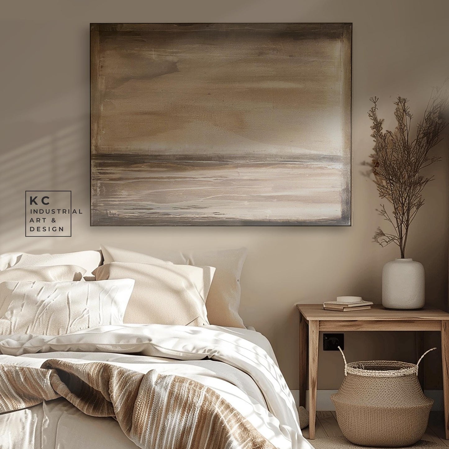 Ancient Sky | Abstract | Minimalist | Primitive | Japandi | Wabi-Sabi Style Original | Art | Brown Tan Beige Modern Organic KC Industrial Art & Design