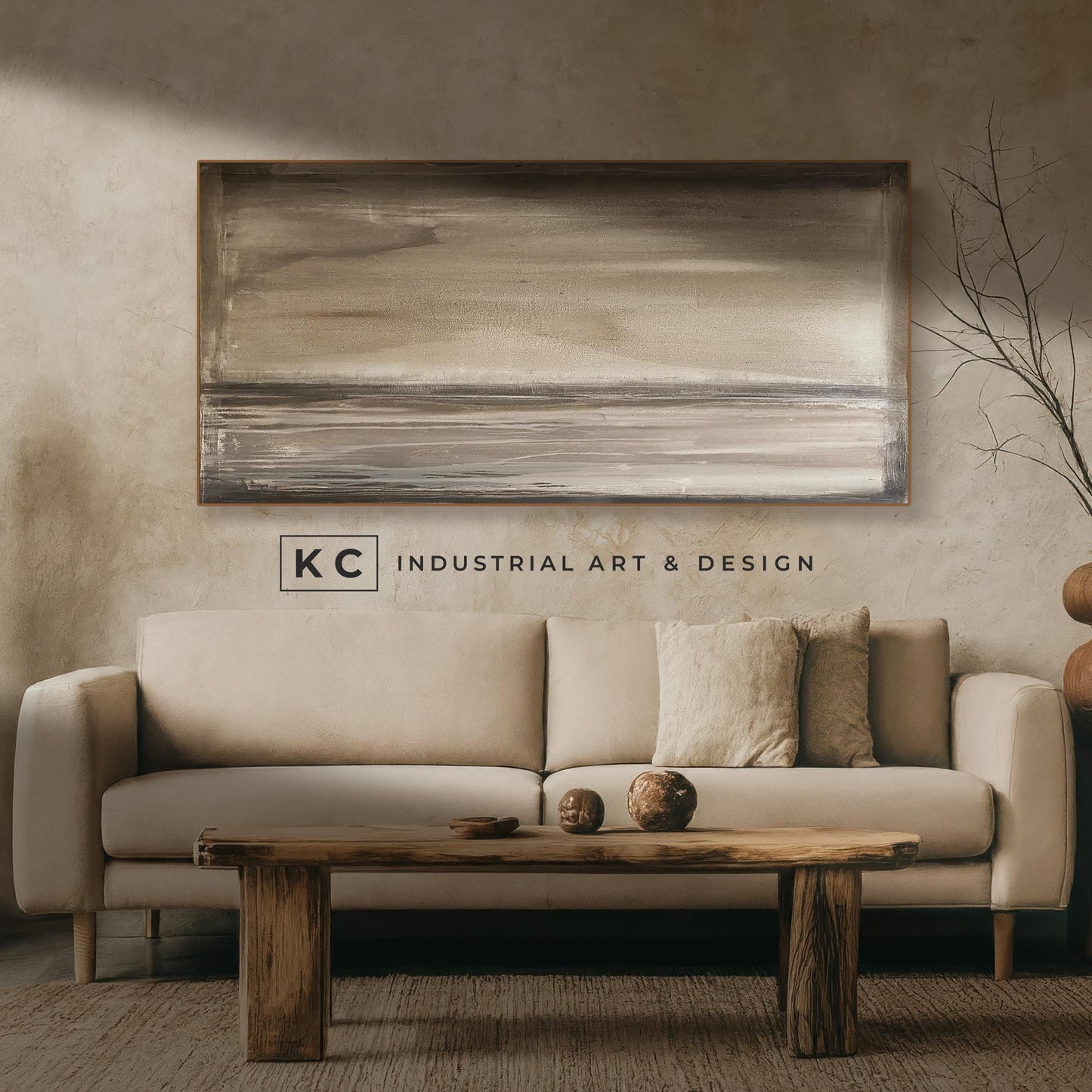 Ancient Sky | Abstract | Minimalist | Primitive | Japandi | Wabi-Sabi Style Original | Art | Brown Tan Beige Modern Organic KC Industrial Art & Design