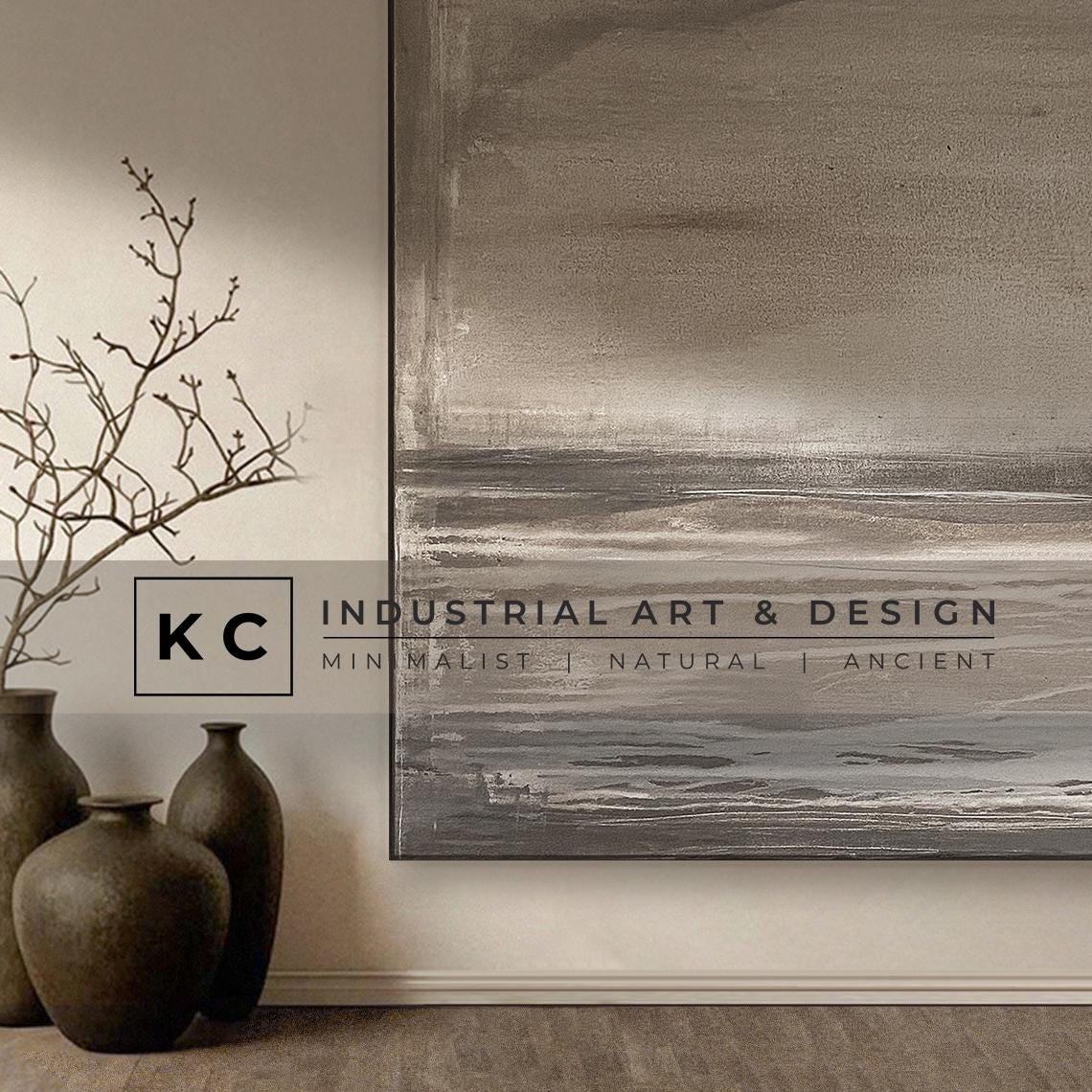 Ancient Sky | Abstract | Minimalist | Primitive | Japandi | Wabi-Sabi Style Original | Art | Brown Tan Beige Modern Organic KC Industrial Art & Design