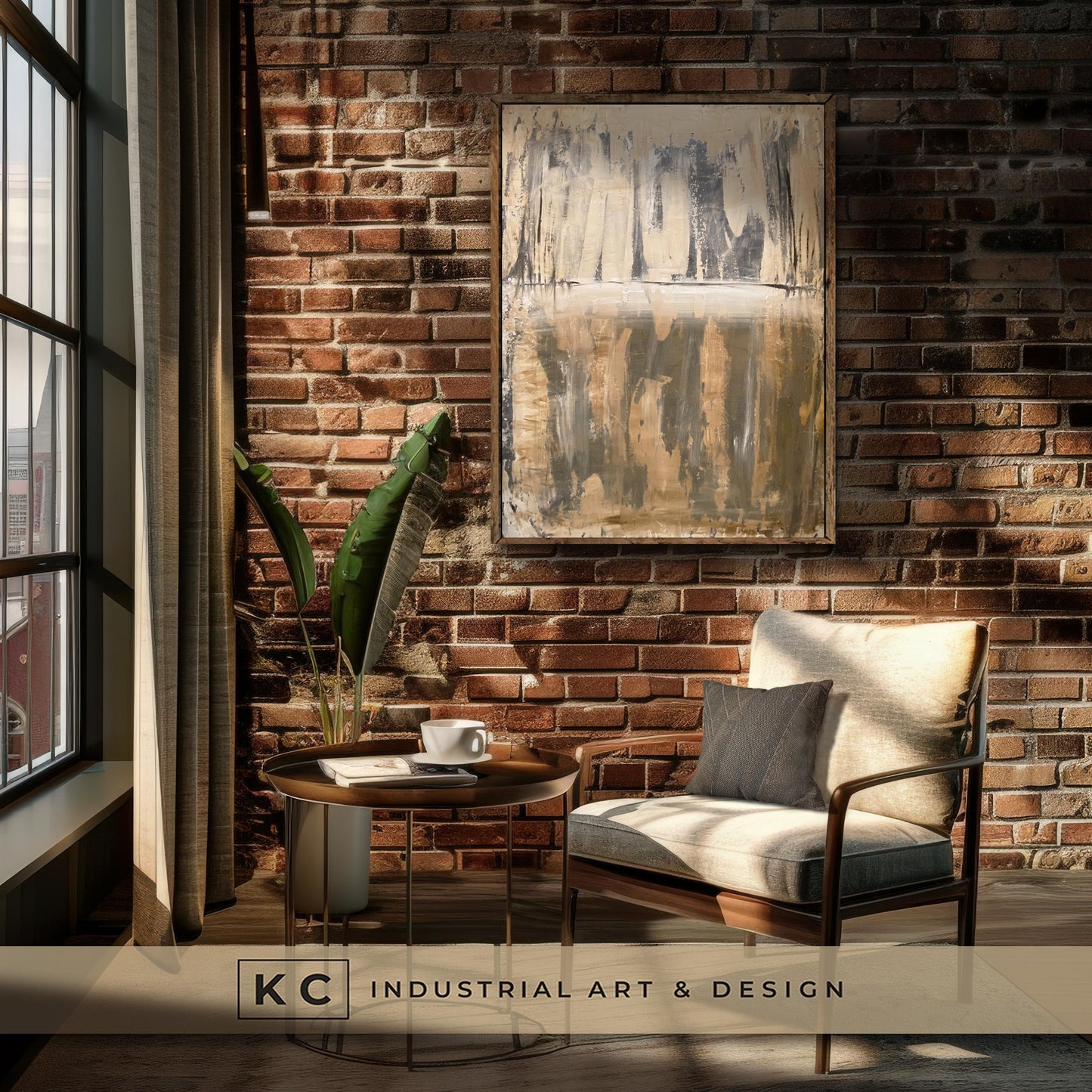 Neutral Beige Textured Original Abstract Art | Rust Tan Brown Cream White Copper Rustic Coastal Farmhouse Modern Organic Painting KC Industrial Art & Design
