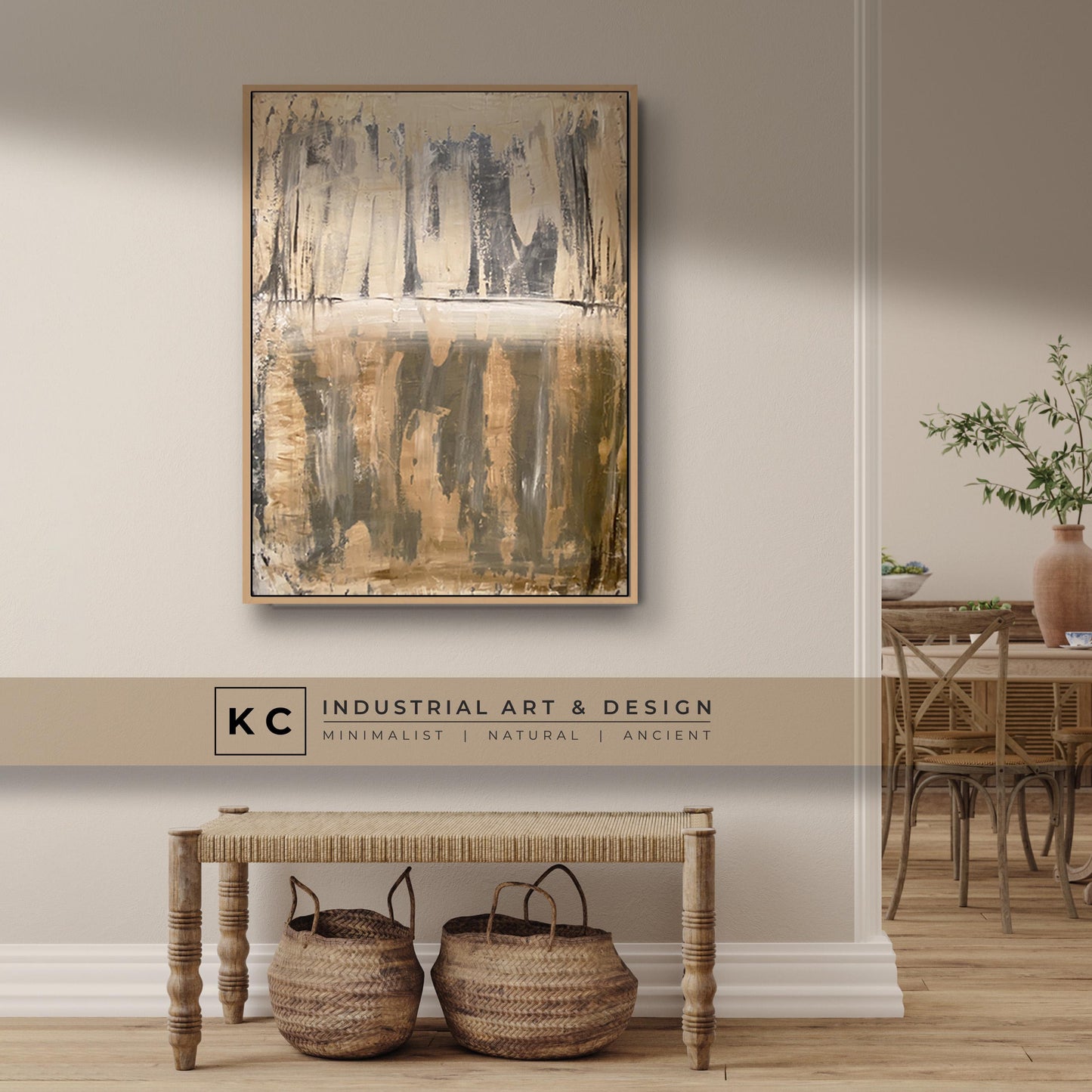 Neutral Beige Textured Original Abstract Art | Rust Tan Brown Cream White Copper Rustic Coastal Farmhouse Modern Organic Painting KC Industrial Art & Design