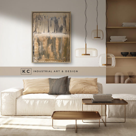 Neutral Beige Textured Original Abstract Art | Rust Tan Brown Cream White Copper Rustic Coastal Farmhouse Modern Organic Painting KC Industrial Art & Design