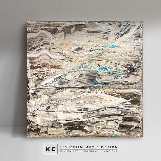Beige Brown Black Abstract Painting | Large Original Landscape Art | Cream Tan Beige Office Den KC Industrial Art & Design