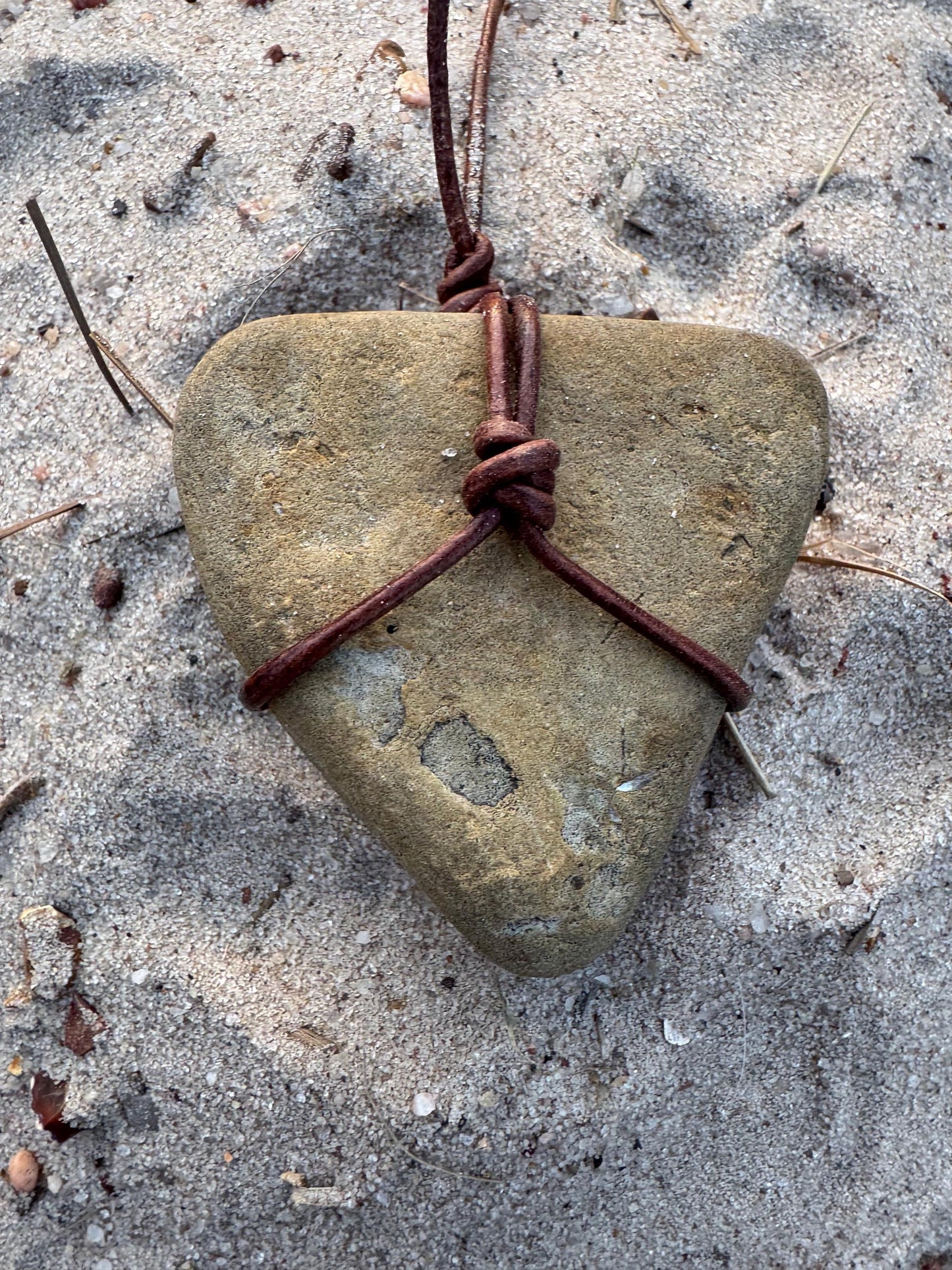 Primitive Alchemy: Colorado River Stone Amulet | Rusted Metal Vintage Found Object Genderless Artifact Jewelry Unisex KC Industrial Art & Design