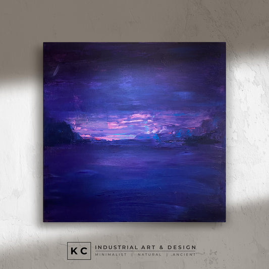Peeled Paint Marfa Lights Purple Pink Violet Blue Layered Textured Original Abstract Painting | Acrylic on Canvas KC Industrial Art & Design
