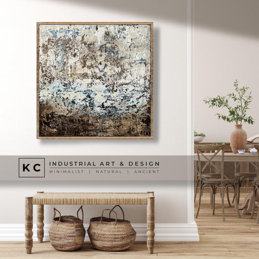 Beige Brown Black Abstract Painting | Large Original Landscape Art | Cream Tan Beige Office Den KC Industrial Art & Design