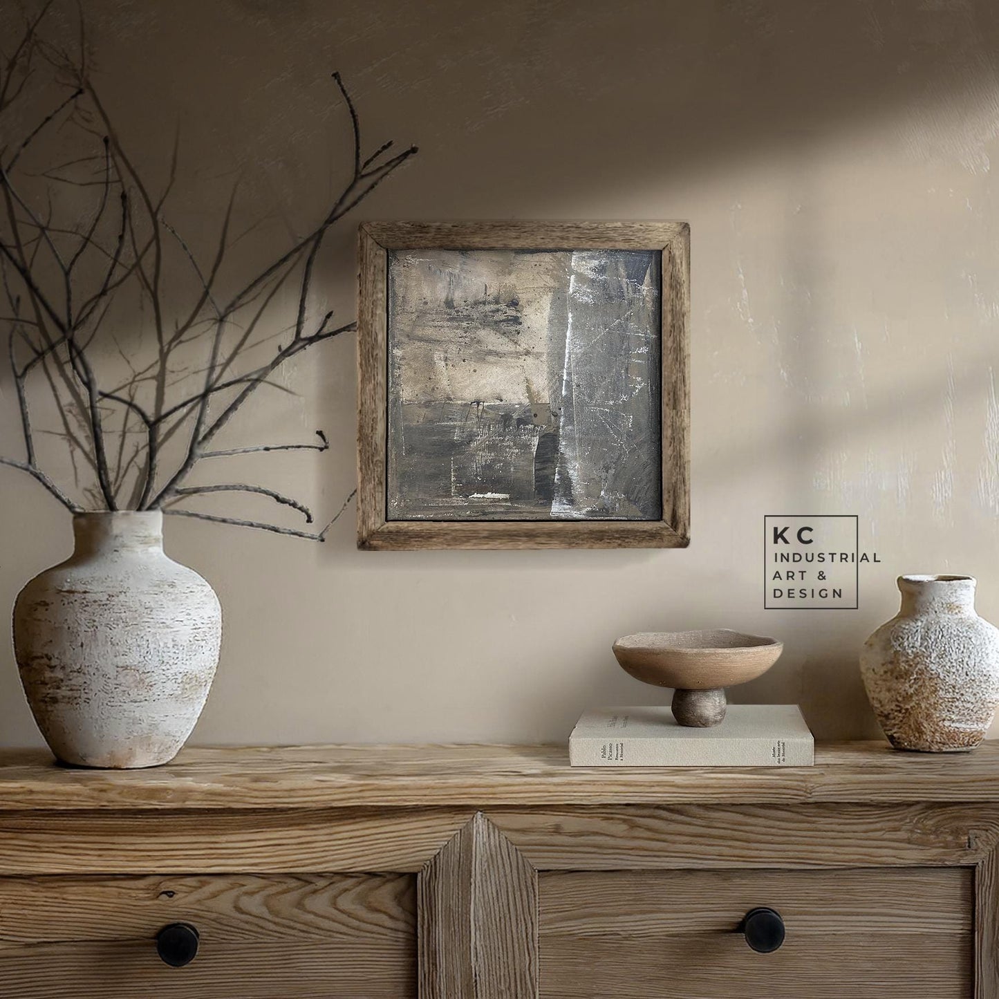 Wabi-Sabi Japandi #16 of 19 | Charcoal Shades Canvas | Square Contemporary Art | Elemental Rustic Design