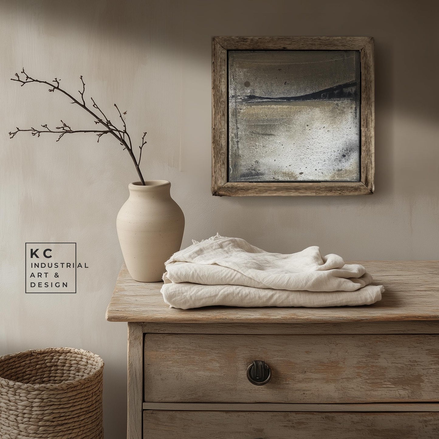Wabi-Sabi Japandi #15 of 19 | Subdued Grayscale Canvas | Square Modern Art | Elemental Abstract Design