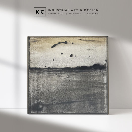 Wabi-Sabi Japandi #14 of 19 | Muted Monochrome | Square Hand-Painted Textured Canvas | Contemplative Minimalist Art