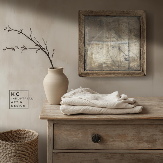 Wabi-Sabi Japandi #10 of 19 | Deep Charcoal Textures | Square Hand-Painted Canvas | Contemporary Zen Art