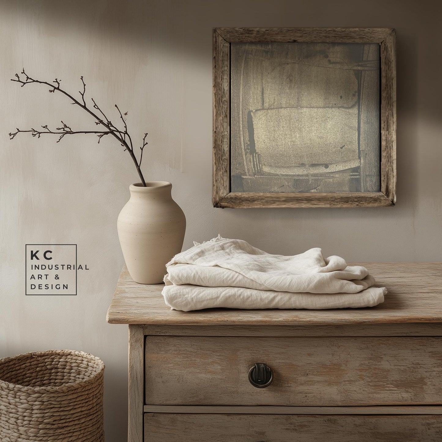 Wabi-Sabi Japandi #8 of 19 | Earthy Monochrome Elegance | 12x12 Textured Minimalist Canvas