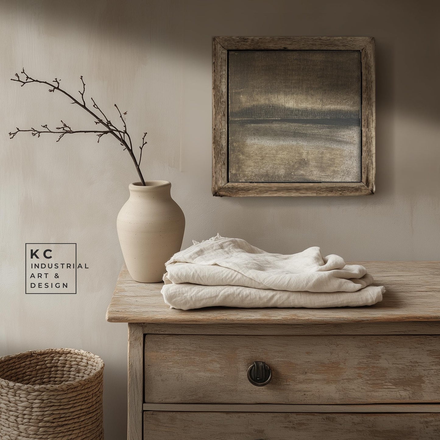 Wabi-Sabi Japandi #2 of 19 | Gentle Grayscale Brushwork | Square Hand-Painted Canvas | Minimalist Wall Art