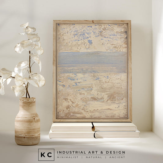 Serene Horizons #1 of 3 | Beige White Blue | Wabi-Sabi Textured Abstract Minimalist Painting on Canvas | Original Art | Modern Coastal