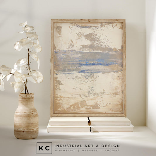 Serene Horizons #2 of 3 | Beige White Blue | Wabi-Sabi Textured Abstract Minimalist Painting on Canvas | Original Art | Modern Coastal