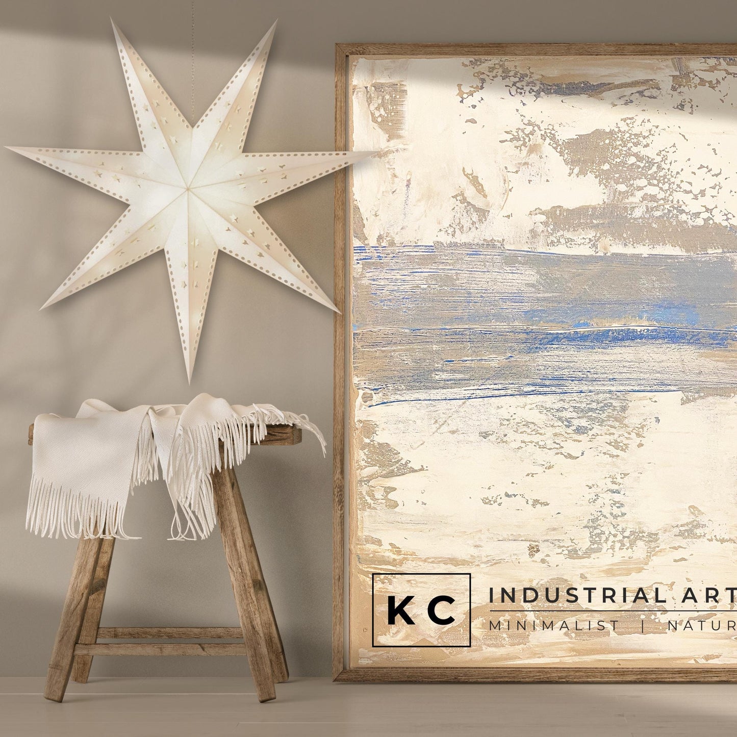 Serene Horizons #2 of 3 | Beige White Blue | Wabi-Sabi Textured Abstract Minimalist Painting on Canvas | Original Art | Modern Coastal
