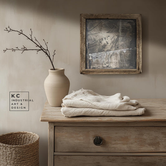 Wabi-Sabi Japandi #18 of 19 | Monochromatic Grayscale | Square Textured Canvas | Minimalist Zen Art