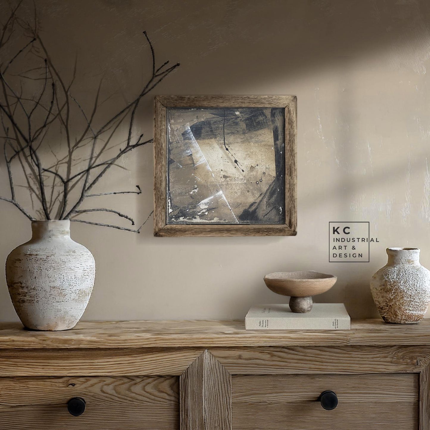 Wabi-Sabi Japandi #17 of 19 | Textured Elemental Canvas | Square Rustic Art | Natural Minimalist Design