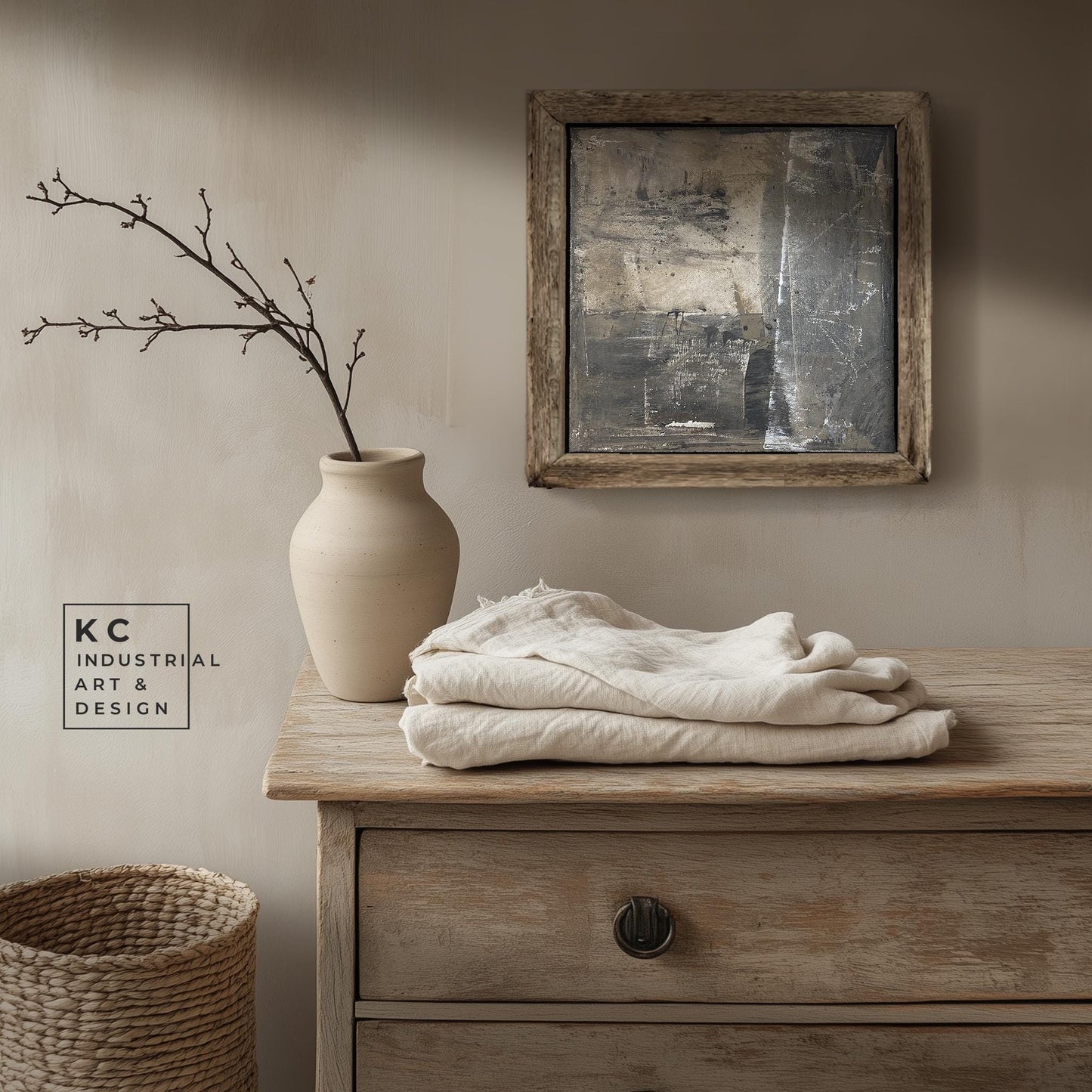 Wabi-Sabi Japandi #16 of 19 | Charcoal Shades Canvas | Square Contemporary Art | Elemental Rustic Design