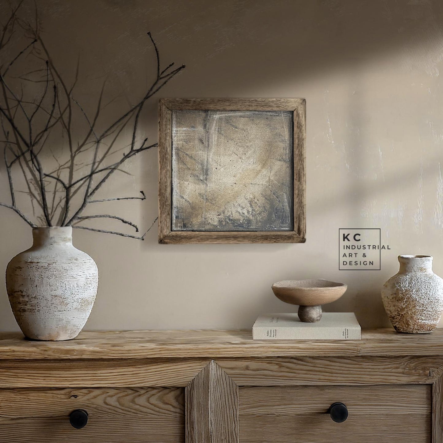 Wabi-Sabi Japandi #11 of 19 | Soft Grayscale Harmony | Square Hand-Painted Canvas | Modern Zen Art