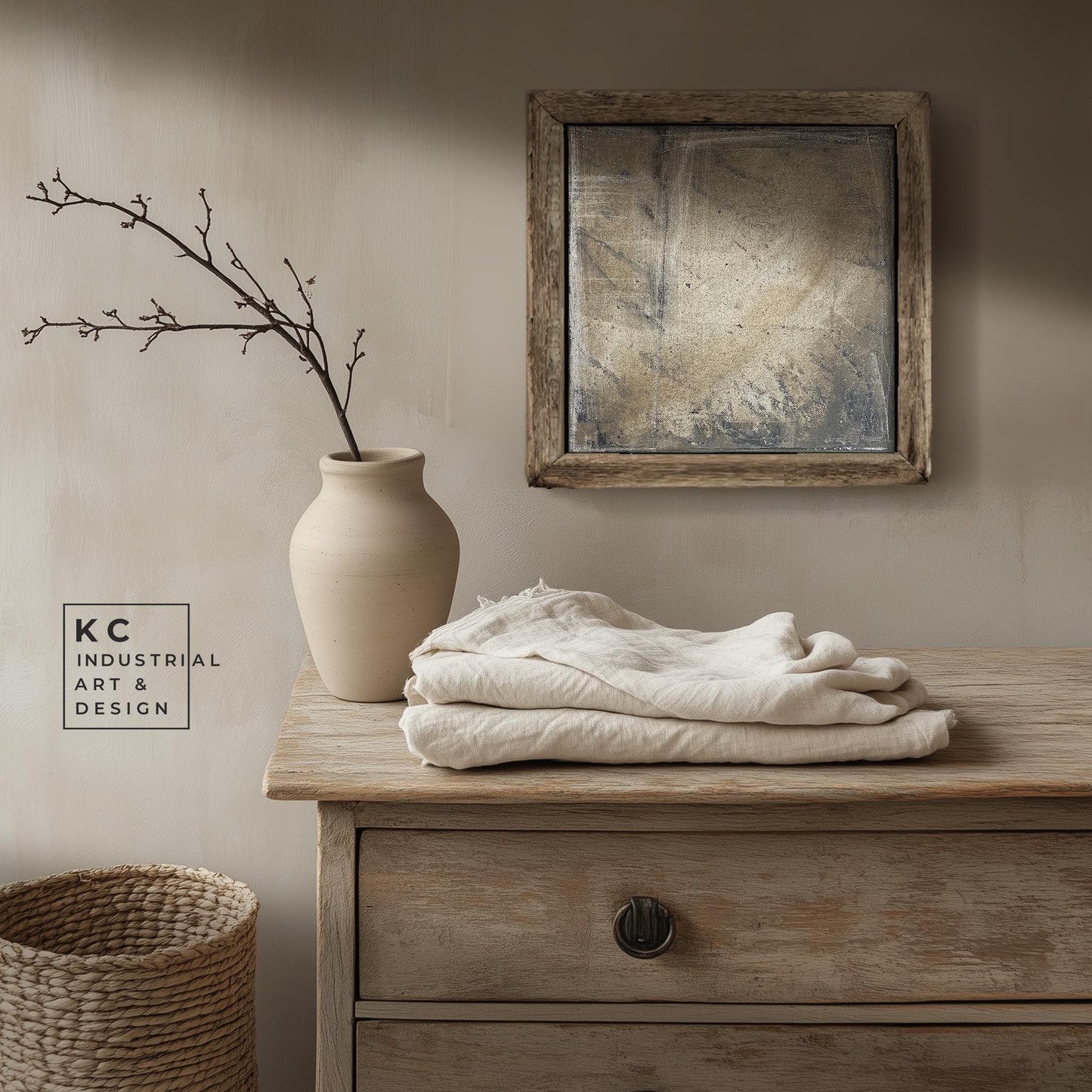 Wabi-Sabi Japandi #11 of 19 | Soft Grayscale Harmony | Square Hand-Painted Canvas | Modern Zen Art