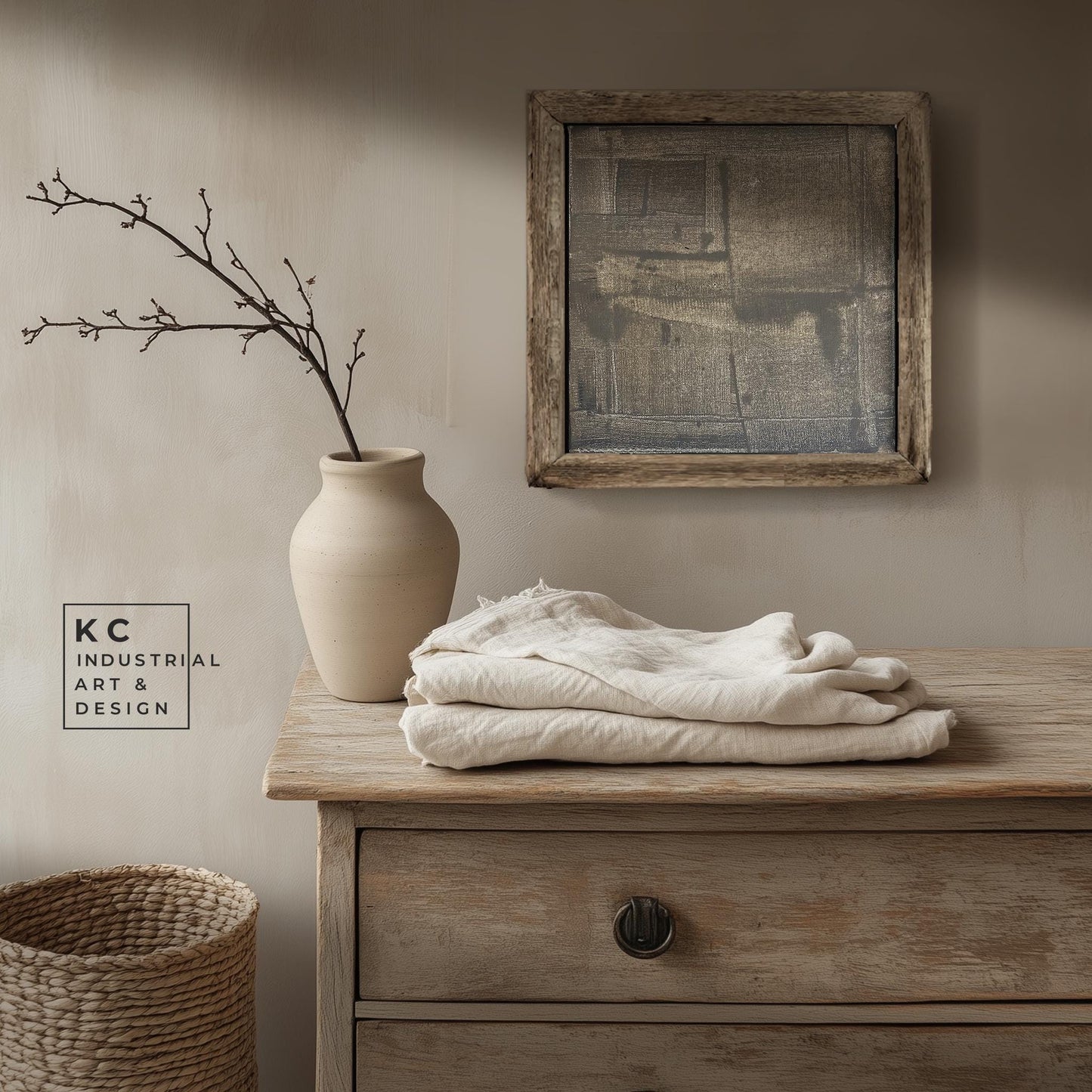 Wabi-Sabi Japandi #5 of 19 | Enigmatic Grayscale Distortion | Square Hand-Painted Canvas | Ancient Modern Fusion