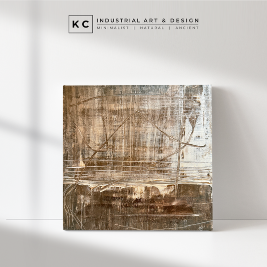Attempt 222 | Wabi-Sabi Japandi Collection | Brown Distressed Rustic Primitive Textured Painting