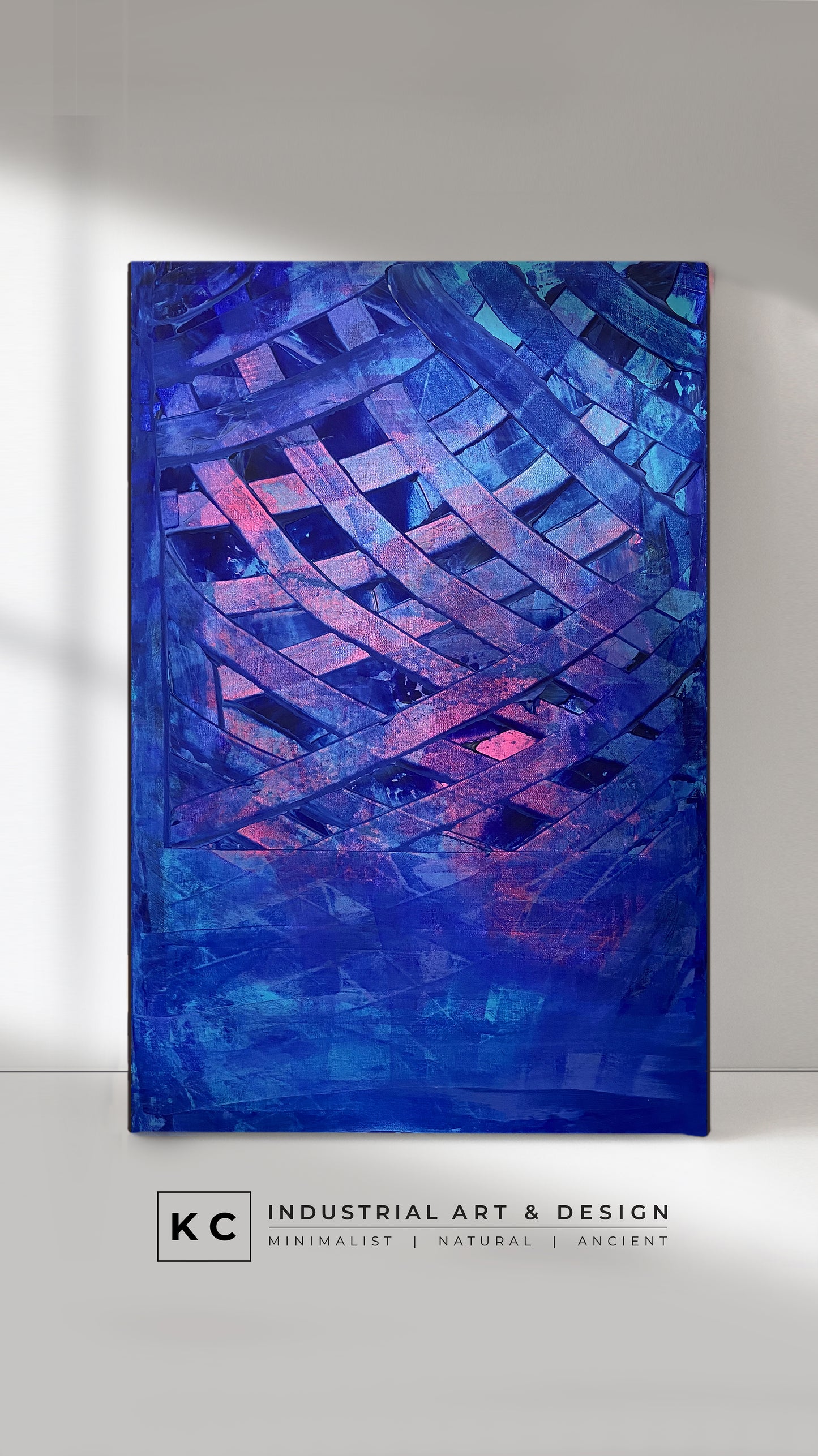 Behind the Lines | Cobalt Blue Pink Magenta Abstract Painting