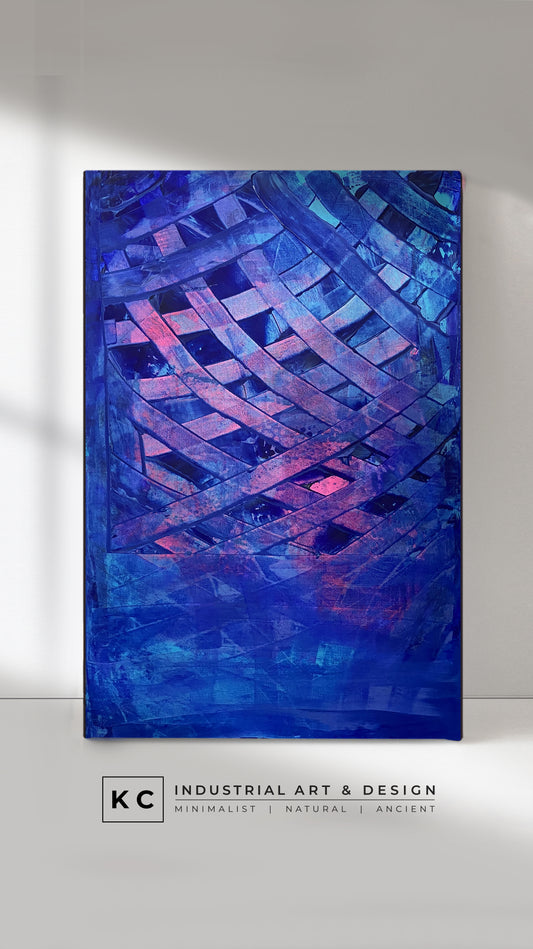 Behind the Lines | Cobalt Blue Pink Magenta Abstract Painting