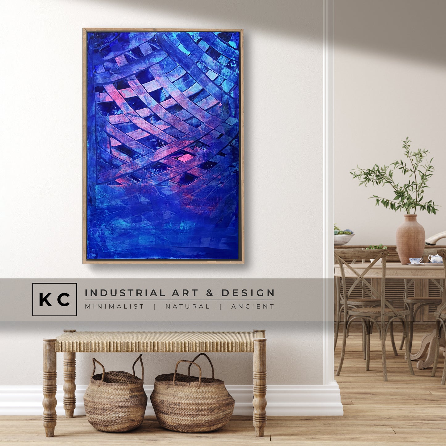 Behind the Lines | Cobalt Blue Pink Magenta Abstract Painting