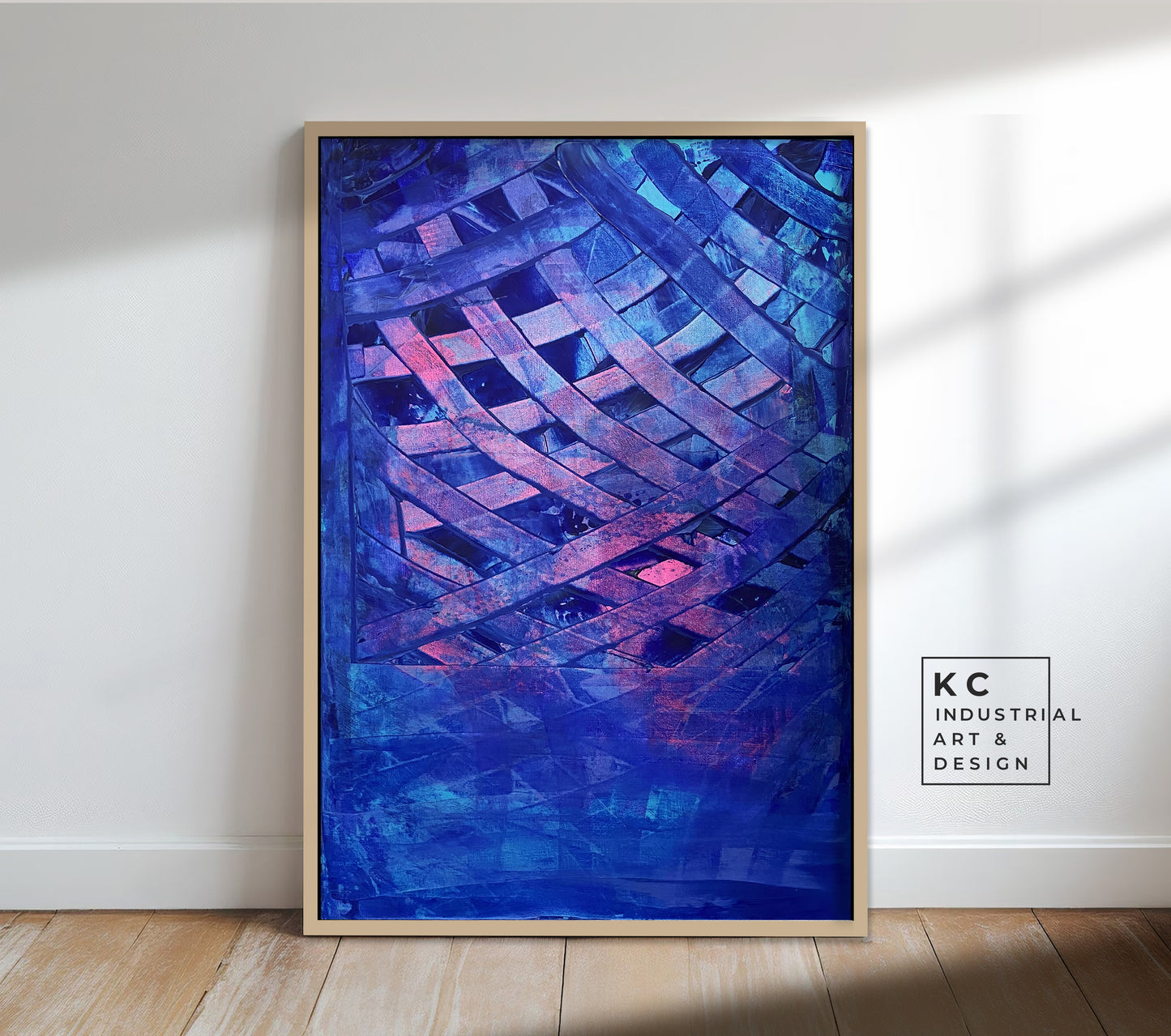 Behind the Lines | Cobalt Blue Pink Magenta Abstract Painting