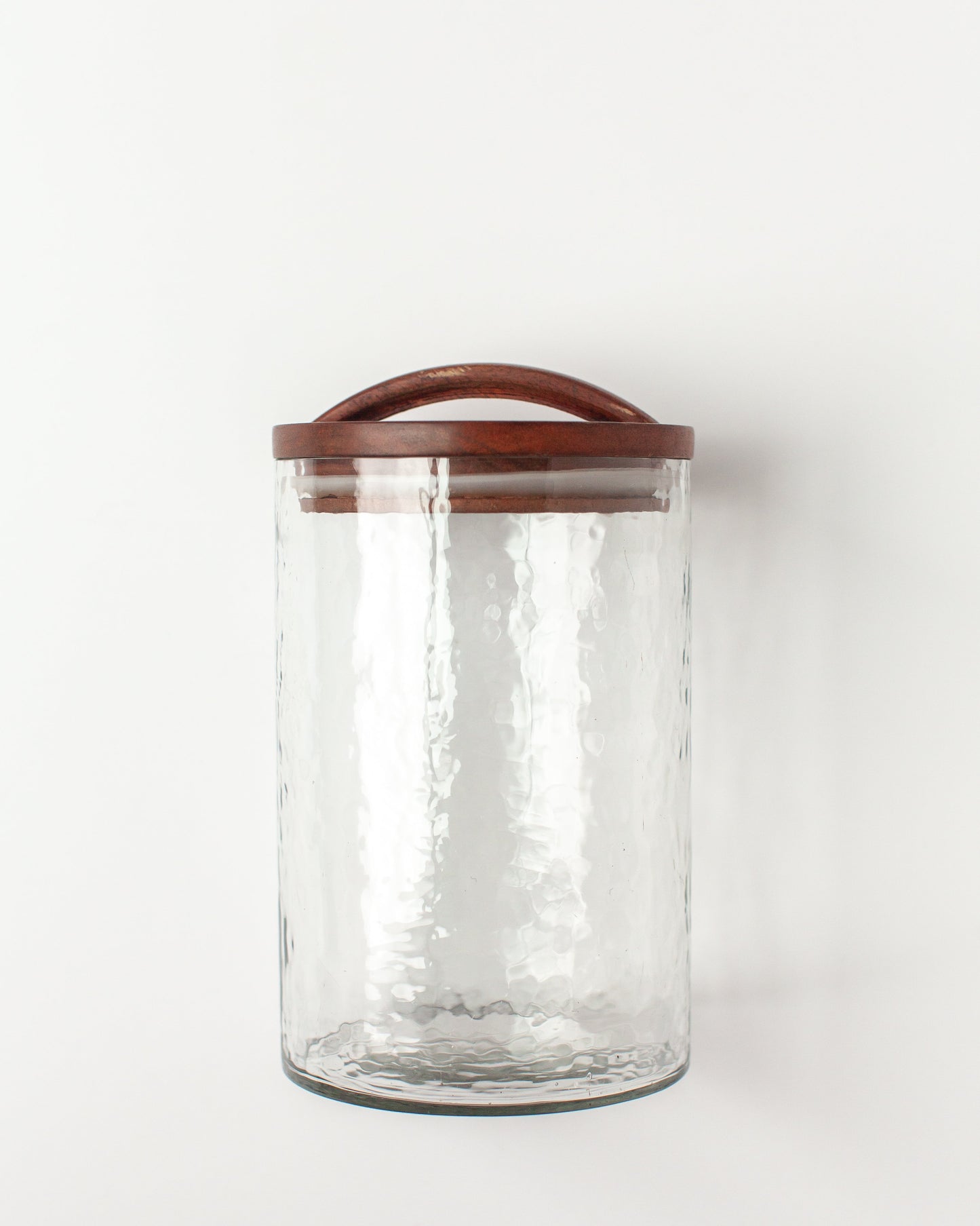 Large Hammered Glass Canisters with Wood Lid