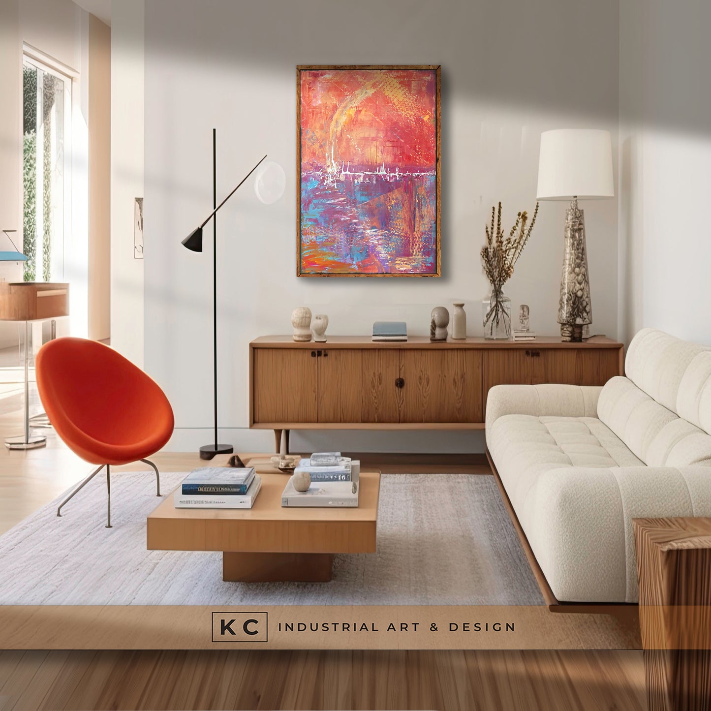 SOLD | Mercury Lake | Industrial Series | Orange Violet Blue Thick Layers Abstract Art