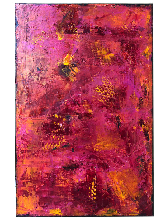 Orange & Pink on Rust - Original Acrylic on Canvas