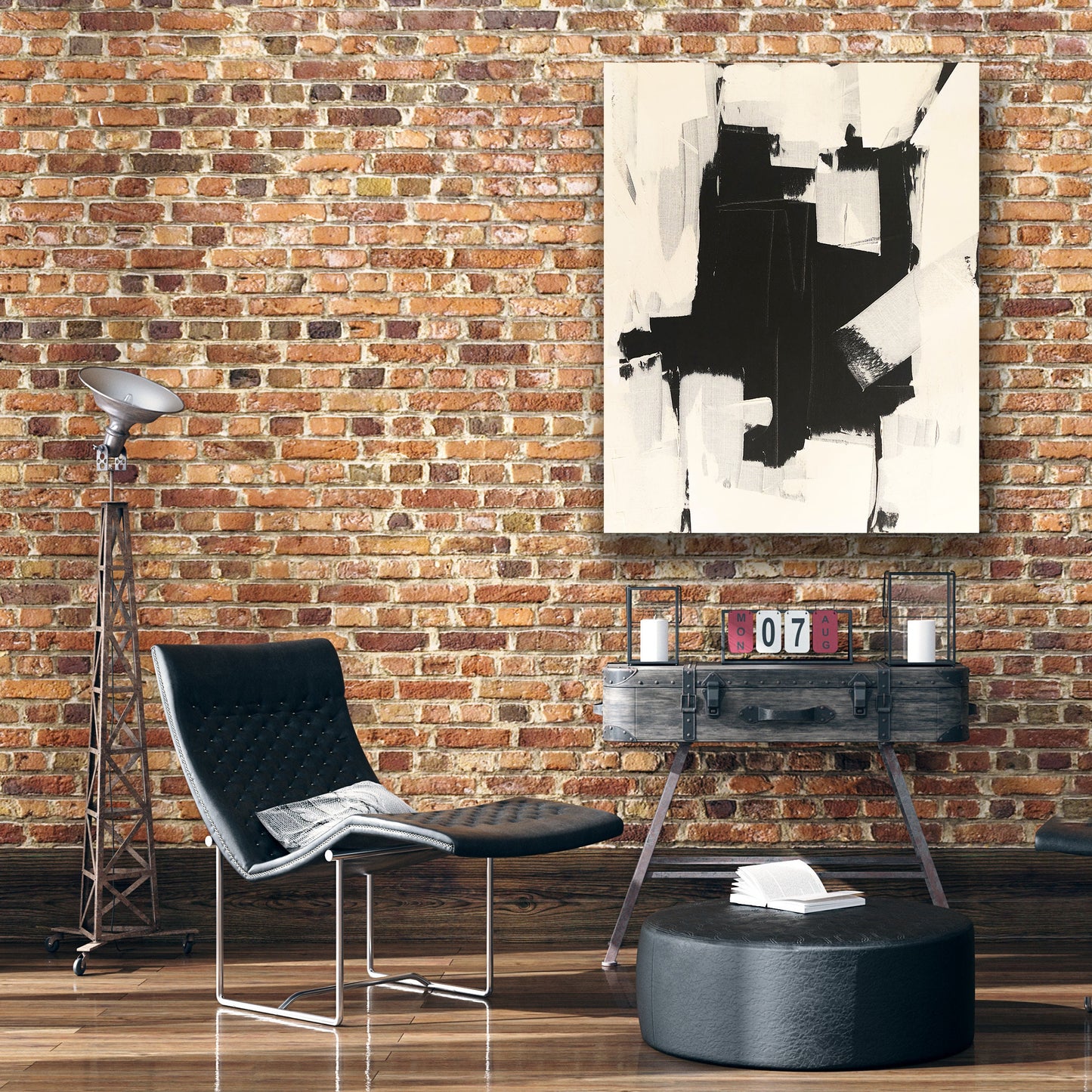 Black & White Industrial Original Abstract Painting - 1st in A Series of 3