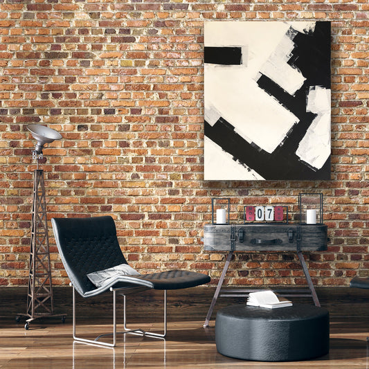 Black & White Industrial Original Abstract Painting - #2 iN Series of 3