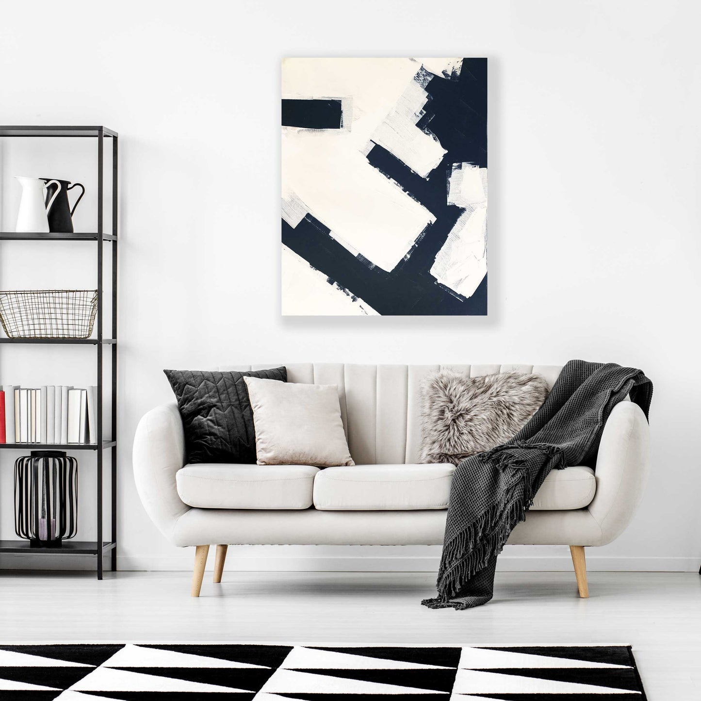 Black & White Industrial Original Abstract Painting - #2 iN Series of 3